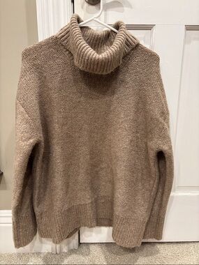 Banana Republic Neutral Taupe Ribbed Turtleneck Sweater